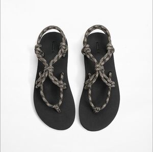 Black and Gray Rope Sandals